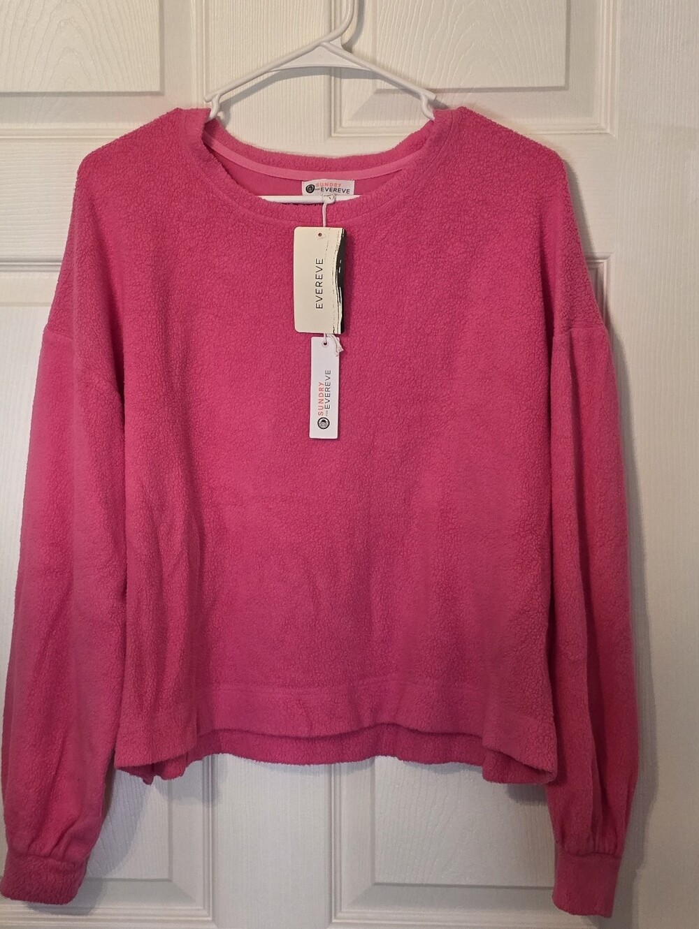 NWT Sundry For Evereve Cozy Hot Pink Sherpa Pullover
